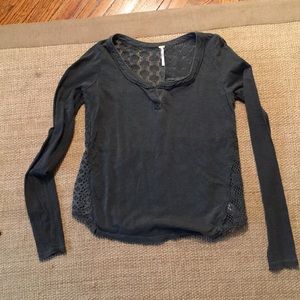 Free People Long Sleeve with Crochet Back